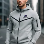 Fermeture éclair et capuche. Vêtements polaires 85 % coton, 15 % polyester.